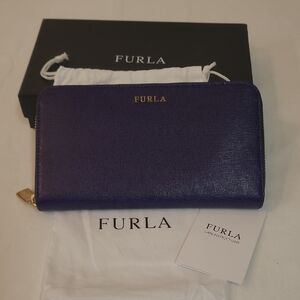 Furla Authentic Babylon Leather Zip Around Plum XL Wallet New In Box